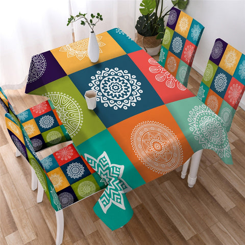Image of Bohemian Kaleidoscope Waterproof Tablecloth  06