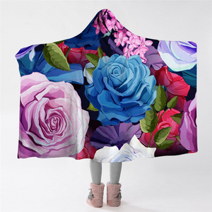 Oilpaint Roses Hooded Blanket