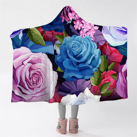 Image of Oilpaint Roses Hooded Blanket