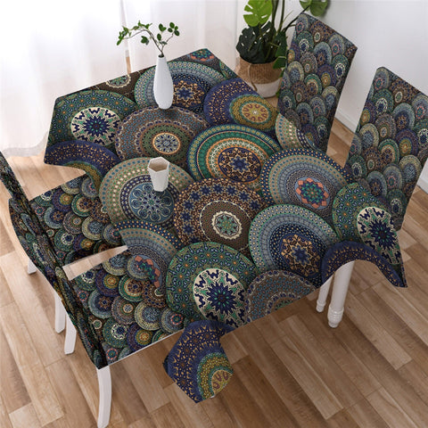 Image of Bohemian Kaleidoscope Waterproof Tablecloth  04