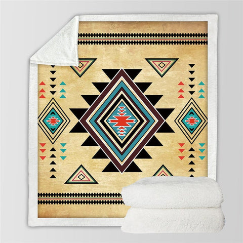 Image of Aztec Geometric Print Microfiber Soft Sherpa Blanket