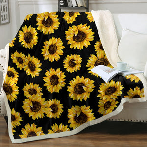 Brilliant Sunflowers Pattern Soft Sherpa Blanket