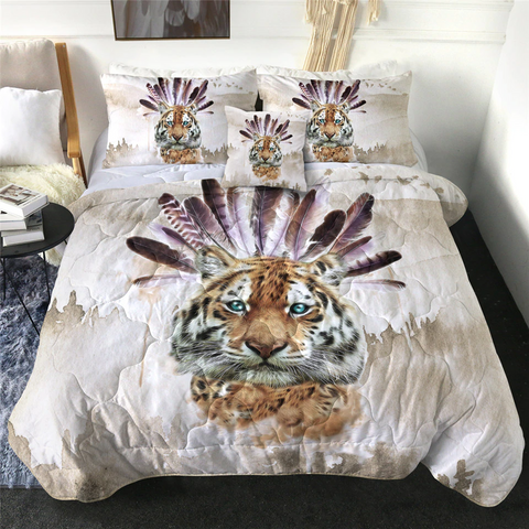 Image of 4 Pieces 3D Cute Tiger Comforter Set - Beddingify