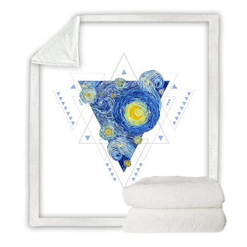 Image of Geometric Watercolor Starry Sky Soft Sherpa Blanket