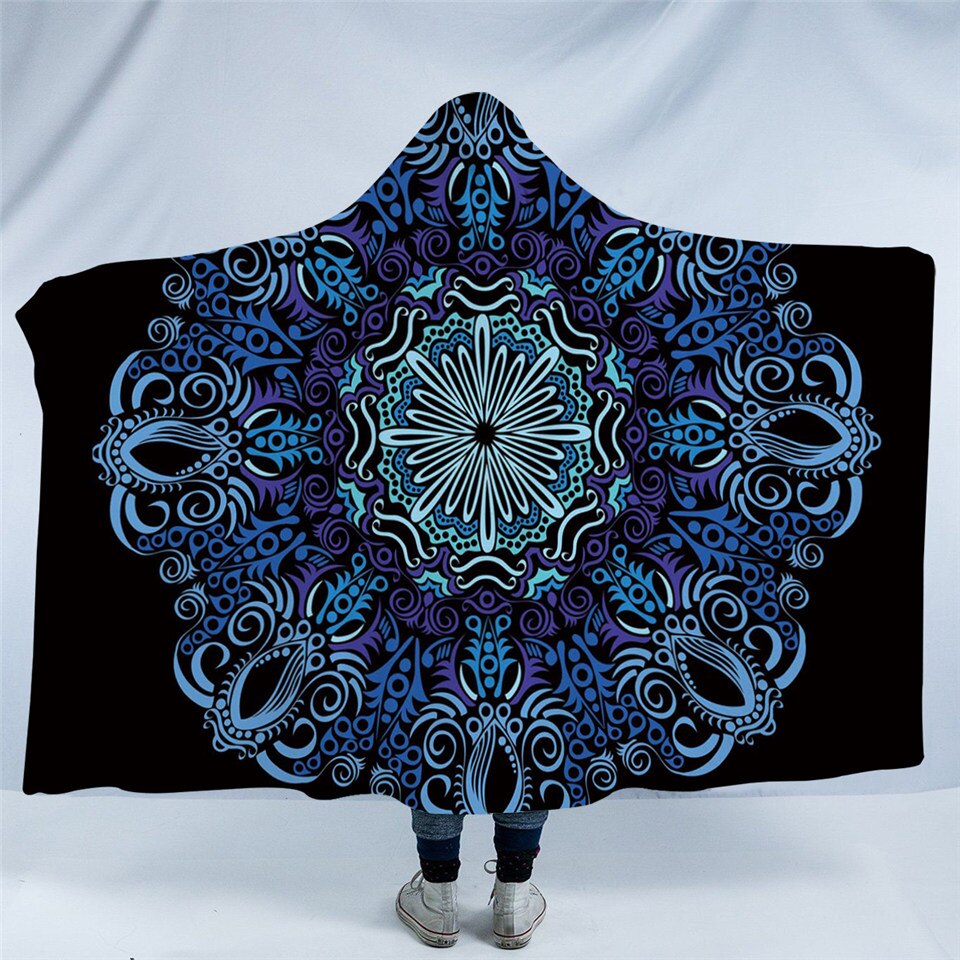 Cold Concentric Flower Hooded Blanket