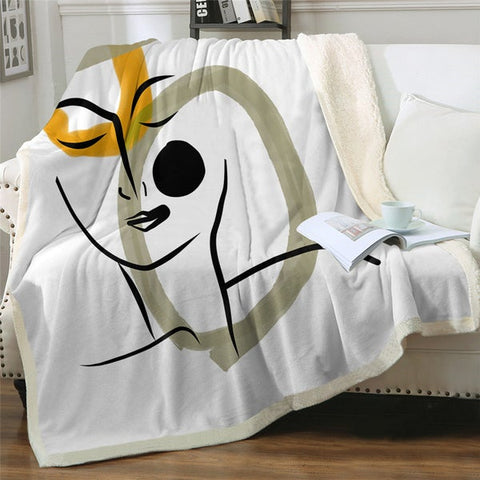 Image of Abstract Art Girl Face Cozy Soft Sherpa Blanket