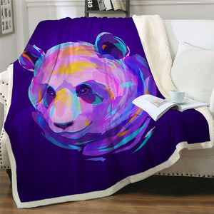 Watercolor Artistic Panda Purple Cozy Soft Sherpa Blanket