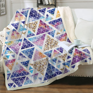 Stylish Geometric Multicolor Sky Soft Sherpa Blanket