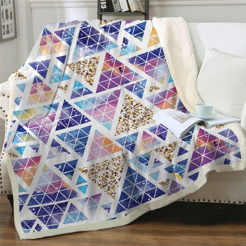 Image of Stylish Geometric Multicolor Sky Soft Sherpa Blanket