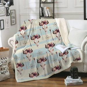 Skulls And Arrows Pattern Cozy Soft Sherpa Blanket