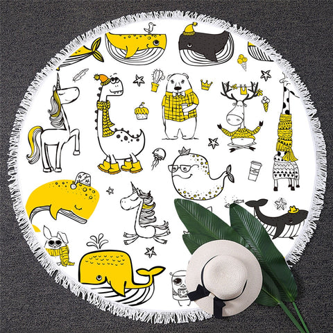 Image of Kids Cartoon Round Beach Towel 01