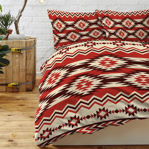 Image of Aztec Bedding Set - Oriental Geometric Retro Home Bedspreads 3-Piece 03