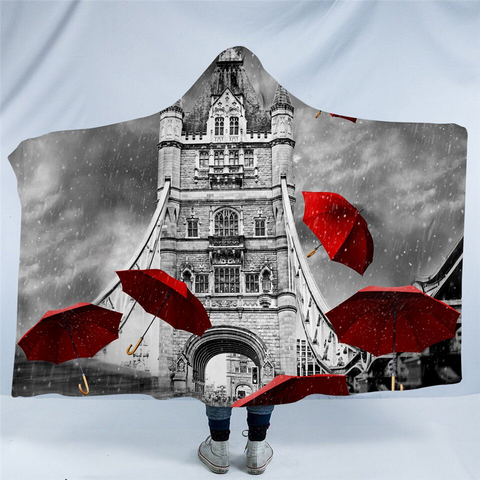 Image of Rainy London Hooded Blanket