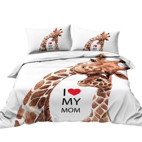 Image of Giraffe Family Bedding Set Safari Animal