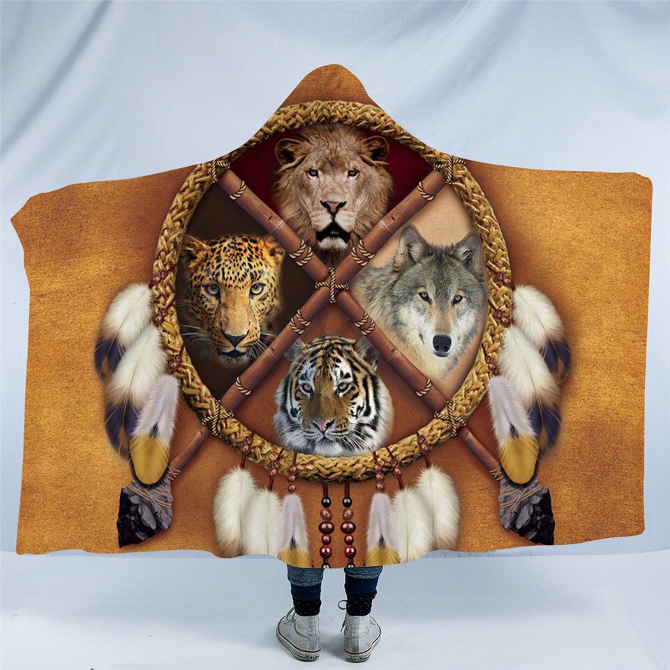 Tribal Canivores Hooded Blanket