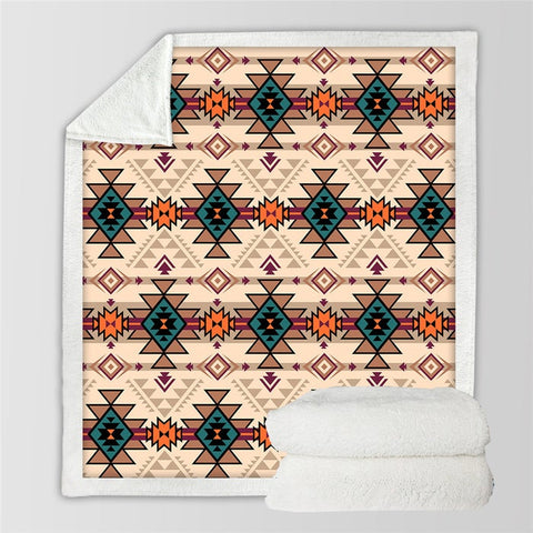 Image of Luxury Elegant Aztec Geometric Pattern Soft Sherpa Blanket