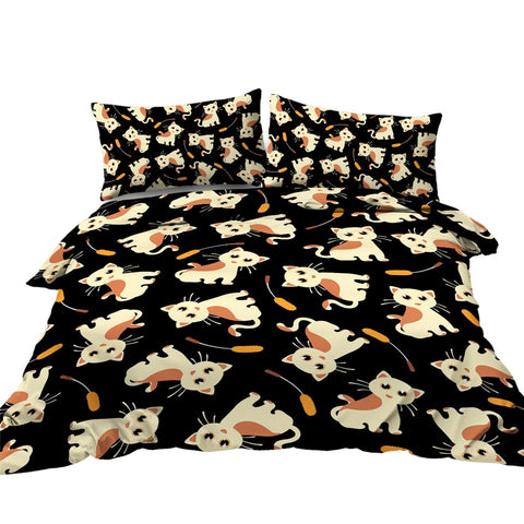 Image of Black Cat Duvet Cover Set Cartoon Animal Bedding 07