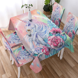 Floral Unicorn Waterproof Tablecloth  05