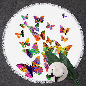 Butterfly Round Beach Towel 02