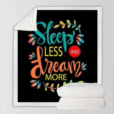 Image of Sleep Less Dream More Letter Cozy Soft Sherpa Blanket