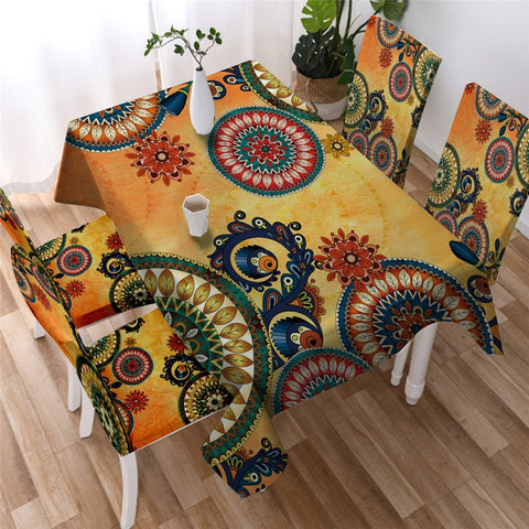 Image of Bohemian Kaleidoscope Waterproof Tablecloth  01