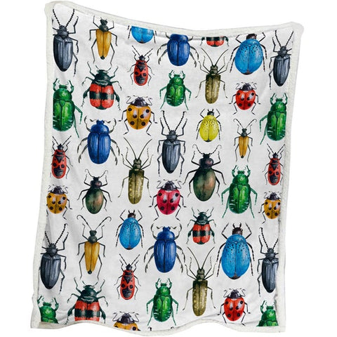 Image of Colorful Insects Ladybugs Soft Sherpa Blanket