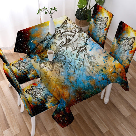 Image of Dreamcatcher - Tribal Wolf Waterproof Tablecloth  13