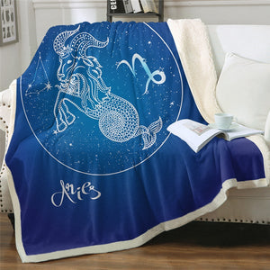 Aries Zodiac Sign Twelve Constellations Soft Sherpa Blanket