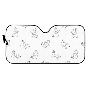 Messy Life Phrase Motif Typographic Pattern Auto Sun Shades