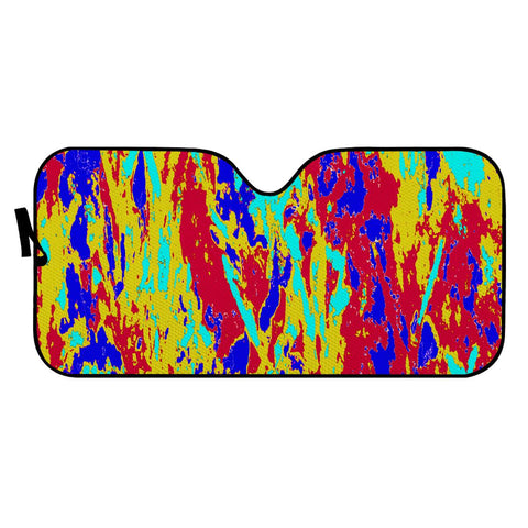 Image of Multicolored Vibrant Abstract Textre Print Auto Sun Shades