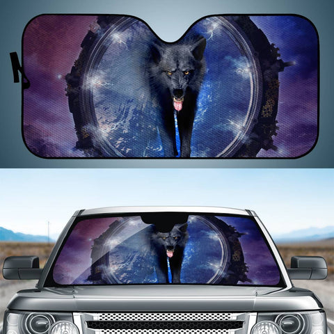 Image of Awesome Black Wolf Auto Sun Shades