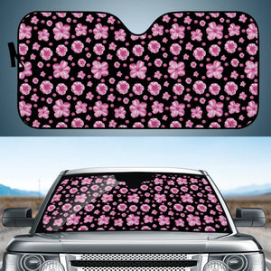 Pink And Black Floral Collage Print Auto Sun Shades