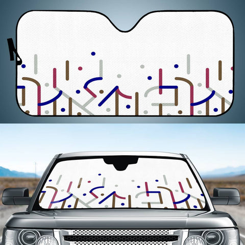 Image of Lines And Dots Motif Geometric Print Auto Sun Shades