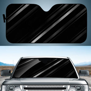 Minimalist Black Linear Abstract Print Auto Sun Shades