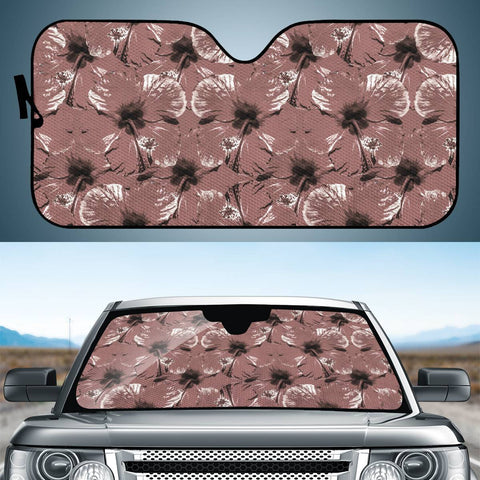 Image of Hibiscus Flowers Collage Pattern Design Auto Sun Shades