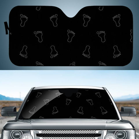 Image of Neon Style Black And White Footprints Motif Pattern Auto Sun Shades