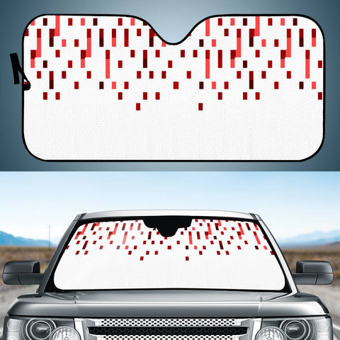 Image of Red And White Matrix Patterned Design Auto Sun Shades