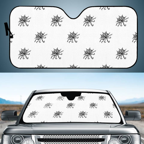 Image of Black And White Floral Print Pattern Auto Sun Shades