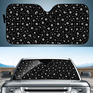 Black And White Intricate Geometric Print Auto Sun Shades