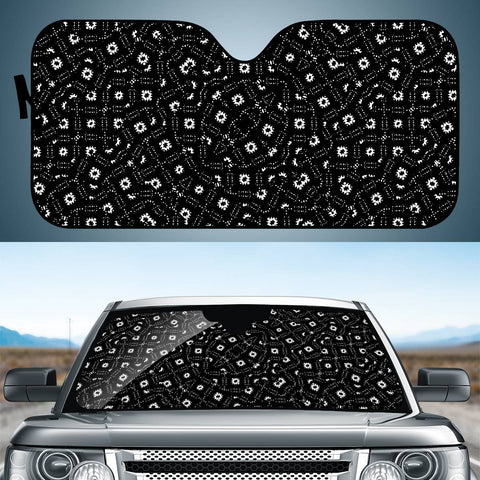 Image of Black And White Intricate Geometric Print Auto Sun Shades