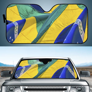 Brazil Flags Waving Pattern Auto Sun Shades