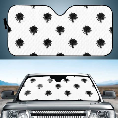 Image of Black And White Tropical Print Pattern Auto Sun Shades