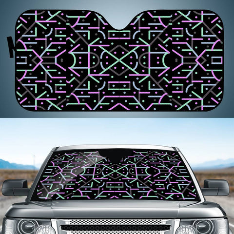 Image of Futuristic Linear Geometric Pattern Auto Sun Shades