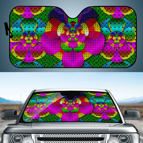 Image of Flowers Will Give Power Ornate Pop-Art Auto Sun Shades