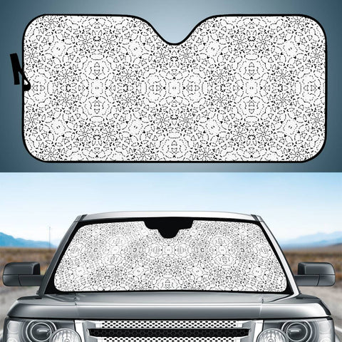 Image of Black And White Modern Ornate Pattern Auto Sun Shades