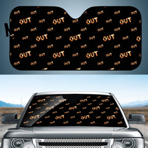 Out Word Motif Print Pattern Auto Sun Shades