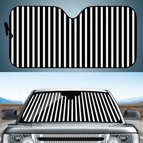 Image of Black And White Vertical Stripes Auto Sun Shades