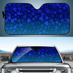 Hearts On Blue Green Background Auto Sun Shades