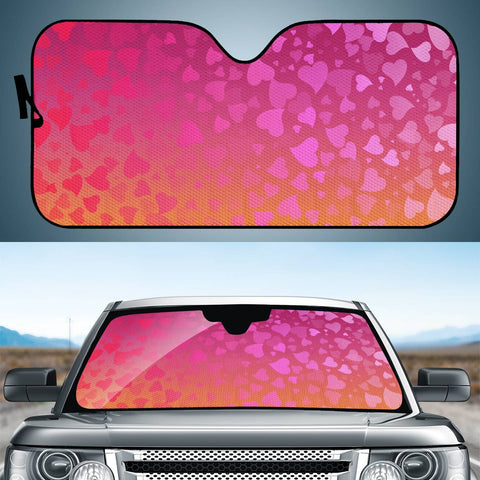 Image of Hearts On Pink Orange Background Auto Sun Shades