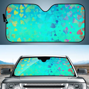 Hearts Colors On Green Auto Sun Shades